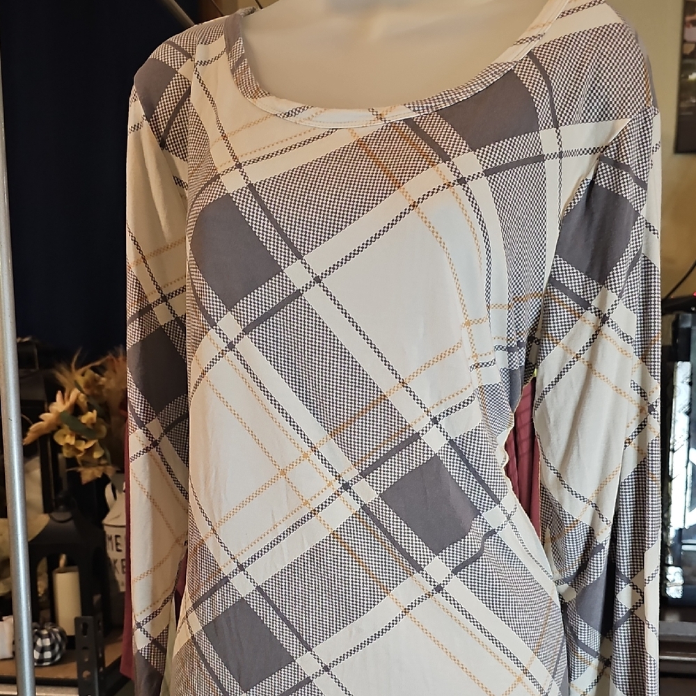 Elegant Plaid Long Sleeve Women's Top